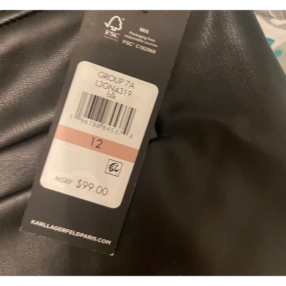 ๐บ๐ธKarl Lagerfeld Paris Black Faux Leather Skirt Size 12 ๐บ๐ธ - Picture 4 of 5